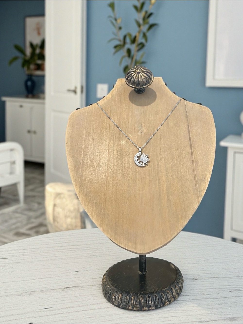 Silver Sun, Stars, and Moon Pendant Necklace - Celestial Sparkle - Picture 8 of 17